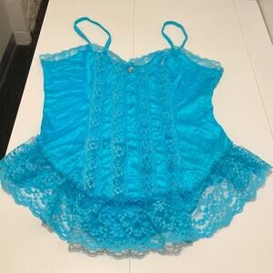 Nan Flower Brand Teal Blue Teddy Size Large Vintage Lingerie
